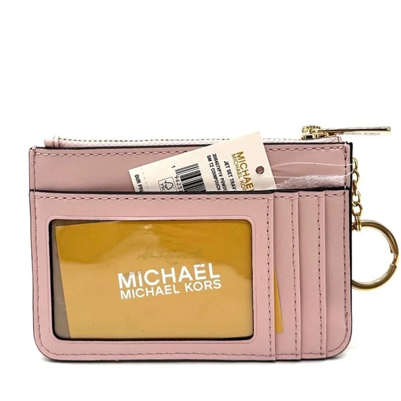 Michael Kors Jet Set Travel Small Top Zip Coin Pouch with ID Holder Powder Blush - Picture 6 of 8